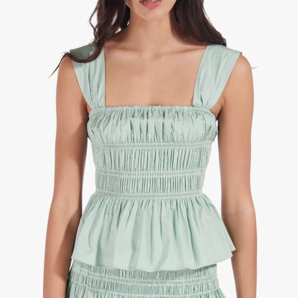 *NWT* STAUD Ida Rouched Tank Top in Sage Sz Medium